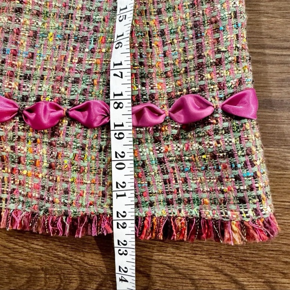 HANDMADE Skirt Womens Small Multicolor Tweed A-Line Bow Fringe Trim Girlhoodcore - Picture 7 of 7